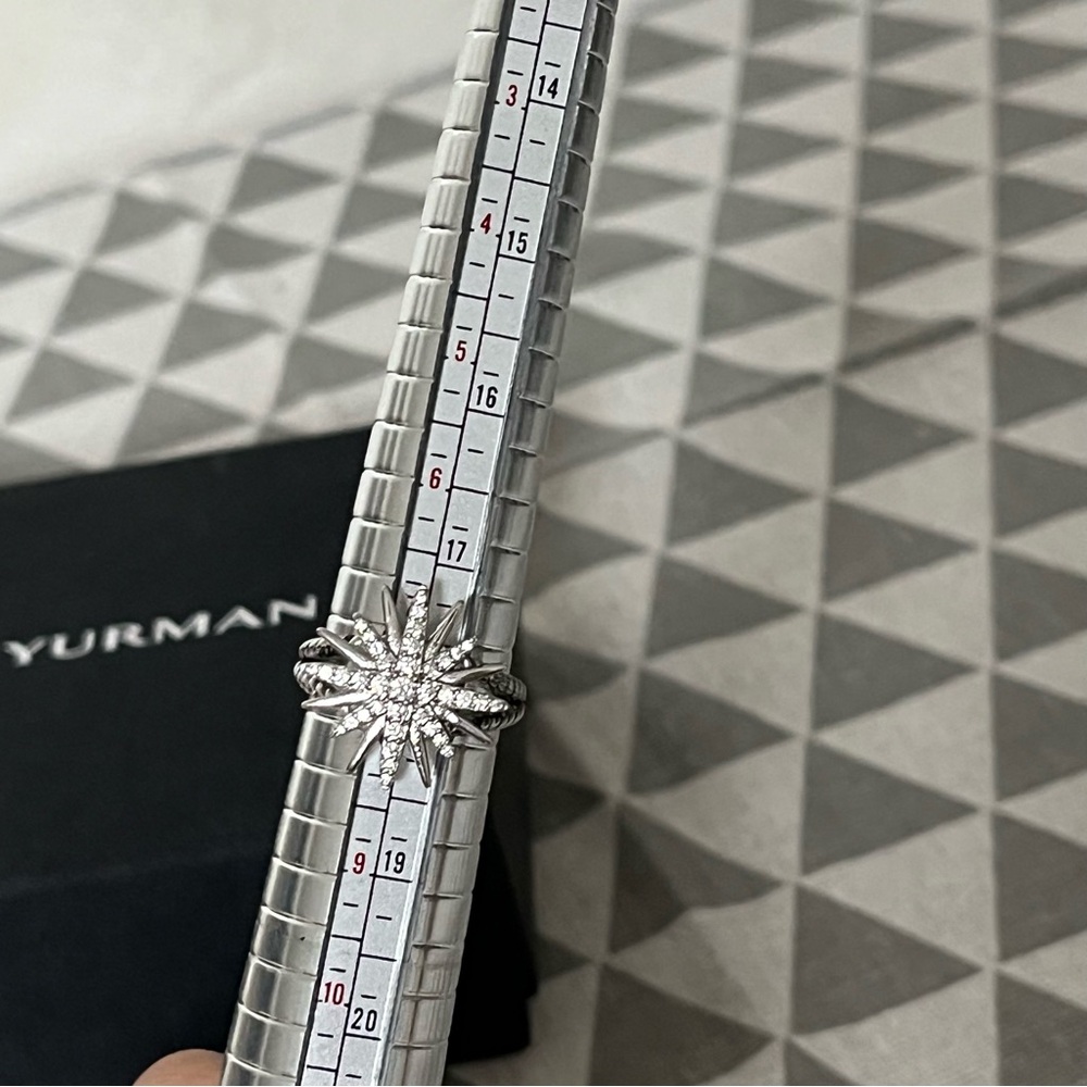 David Yurman Silver Starburst Diamond Ring sz8 - Picture 6 of 6